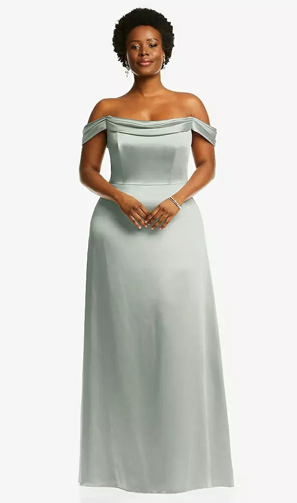 Draped Pleat Off The Shoulder Maxi Dress by Dessy 3079