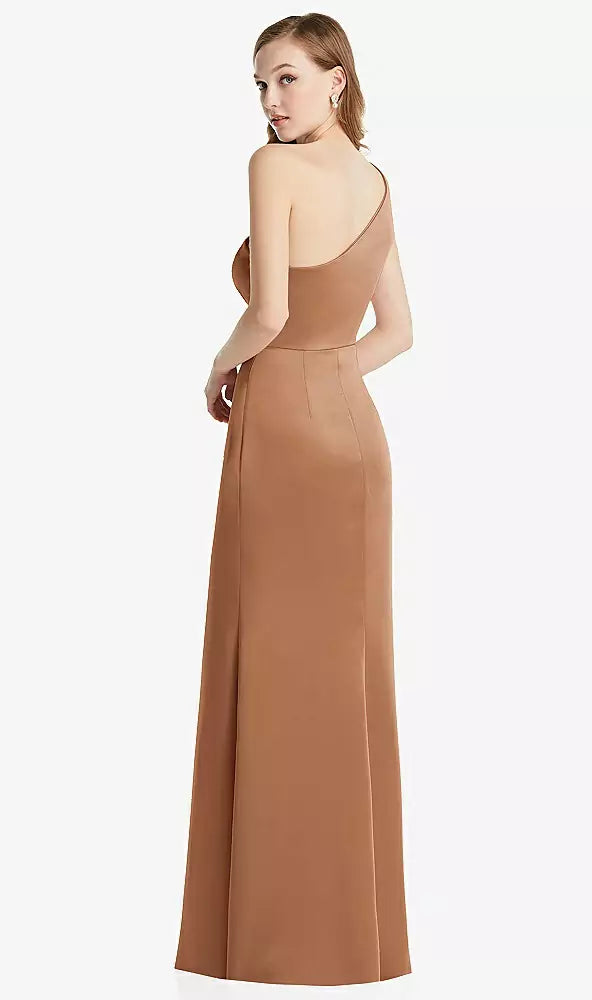 One-Shoulder Satin Trumpet Dress by Dessy LB028