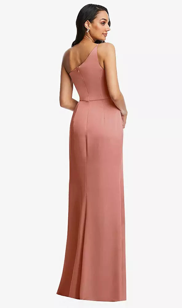 One Shoulder Draped Skirt Satin Trumpet by Dessy 6878