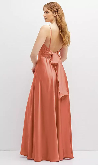 Sash Tie Back Maxi Dress with Full Skirt by Dessy LB050