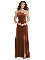 1556 One-Shoulder Velvet Maxi Dress with Pockets by Dessy