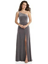 1556 One-Shoulder Velvet Maxi Dress with Pockets by Dessy