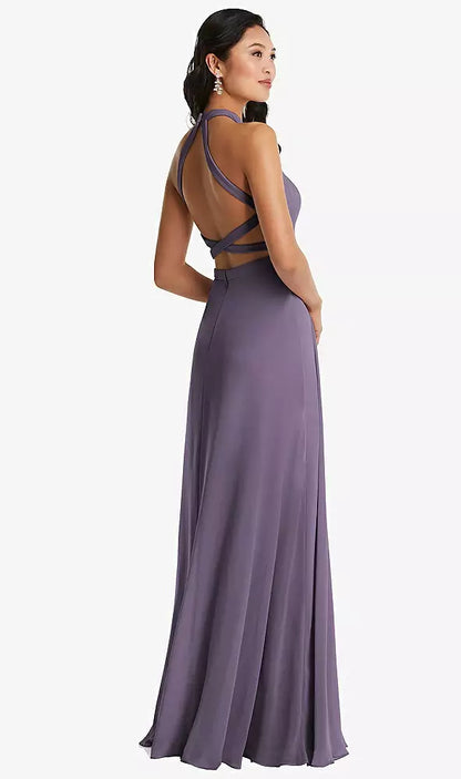 Halter Maxi Dress with Criss Cross Open-Back by Dessy 3082