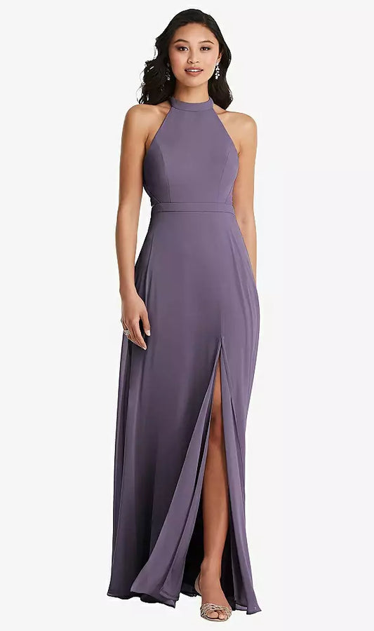 Halter Maxi Dress with Criss Cross Open-Back by Dessy 3082