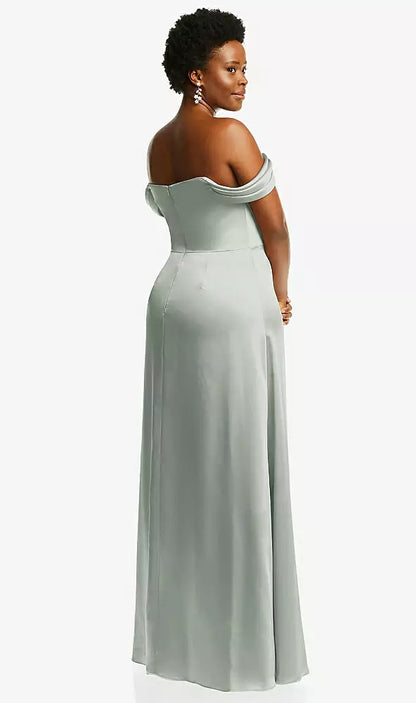 Draped Pleat Off The Shoulder Maxi Dress by Dessy 3079