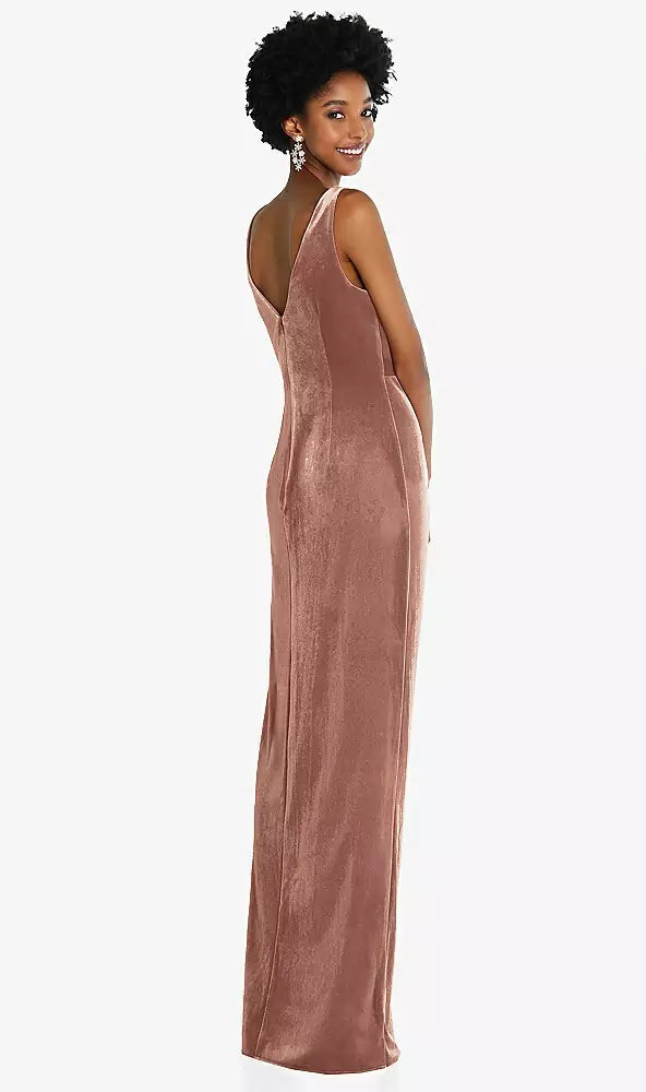 Draped Skirt Faux Wrap Velvet Maxi Dress by Dessy 6861