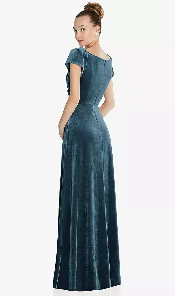 Cap Sleeve Velvet Maxi Dress by Dessy 6862