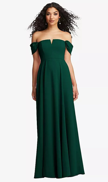 Off-The Shoulder Pleated Cap Sleeve Dress by Dessy 3124