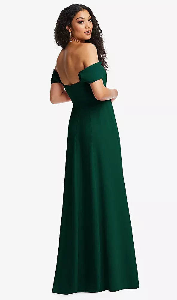 Off-The Shoulder Pleated Cap Sleeve Dress by Dessy 3124