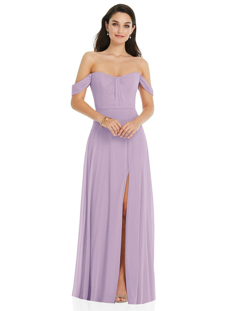 Off The Shoulder Draped Sleave Maxi 3105 by Dessy