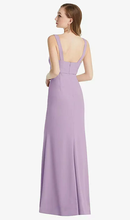 Wide Strap Notch Empire Waist Dress by Dessy 6838